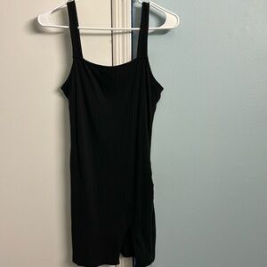 Black ribbed bodycon dress